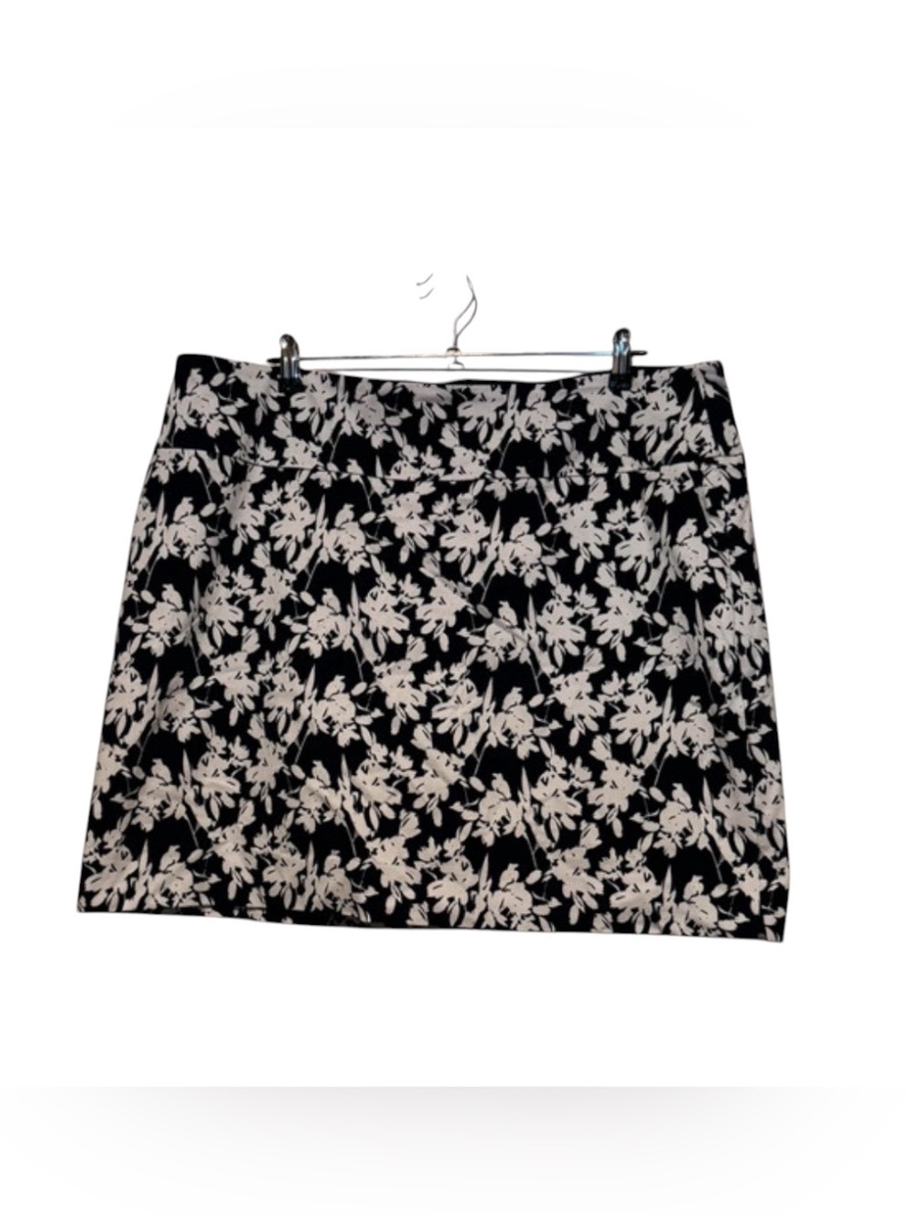 Black and White Floral A-Line Skirt